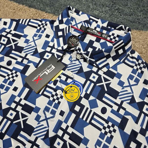 RLX Ralph Lauren Polo Shirt XL Navy Multi Geometric Print UV Protection NWT